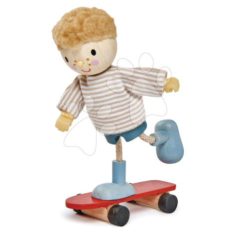 Dřevěná postavička chlapeček na skateboardu Edward And His Skateboard Tender Leaf Toys v pulovru