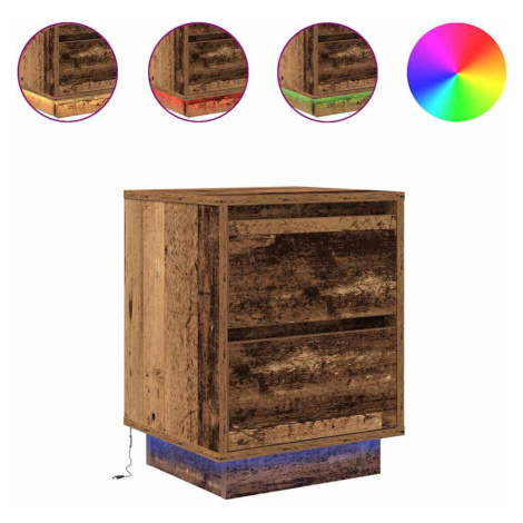 vidaXL Noční skříňka s LED světly Staré dřevo 38x34x50 cm