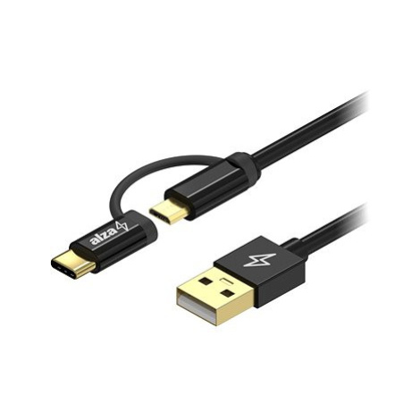 AlzaPower AluCore 2in1 USB-A to Micro USB/USB-C 0.5m černý