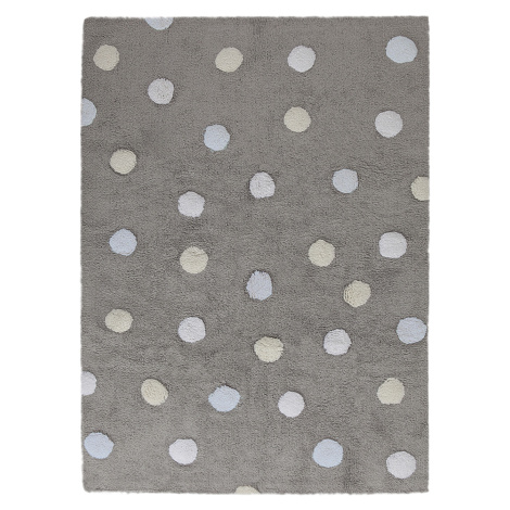 Lorena Canals, Pro zvířata: Pratelný koberec Tricolor Polka Dots Grey-Blue, 120x160, šedá, dětsk