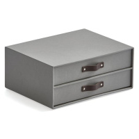 Zásuvkový box TIDY, 2 zásuvky, 255x330x145 mm, šedý s koženými úchytkami