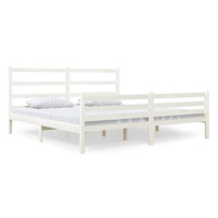 Rám postele bílý masivní borovice 180 × 200 cm Super King, 3103729