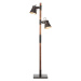 Brilliant Stojací lampa Plow se 2 spoty, černá, dřevo tmavé
