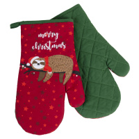 Vánoční kuchyňské rukavice chňapky LOVELY CHRISTMAS červená 18x30 cm 100% bavlna Balení 2 kusy -