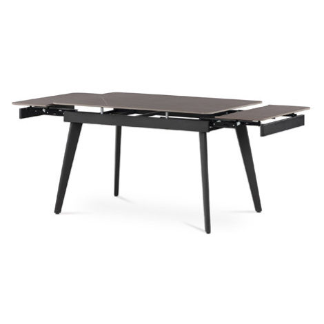 Jídelní stůl 120+30+30x80 cm, keramická deska šedý mramor, kov, černý matný lak Autronic
