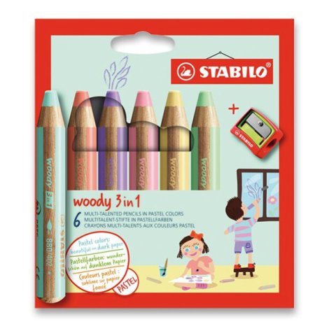 Pastelky Stabilo Woody 3v1, 6 ks