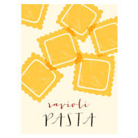 Ilustrace Ravioli Italian pasta. Ravioli poster illustration., Alina Beketova, 30 × 40 cm