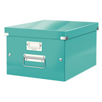 Zeleno-tyrkysový kartonový úložný box s víkem 28x37x20 cm Click&Store – Leitz