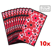 10 ks ultrasavé textilní kuchyňské utěrky GoEco NEPAPÍR® 20 x 35 cm červené DAISY FLOWERS