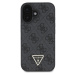 Guess PU 4G Strass Triangle Metal Logo kryt + Crossbody Popruh pro iPhone 16 černý