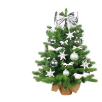 Ozdobený stromeček BÍLÉ VÁNOCE 60 cm s LED OSVĚTELNÍM s 27 ks ozdob a dekorací