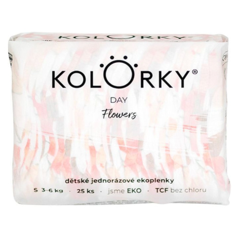 KOLORKY DAY Jednorázové eko plenky vel. S 3-6 kg 25 ks květy