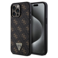 Guess PU Leather 4G Triangle Metal Logo kryt iPhone 15 Pro Max černý