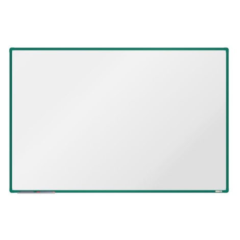boardOK Bílá magnetická tabule s keramickým povrchem 180 × 120 cm, zelený rám