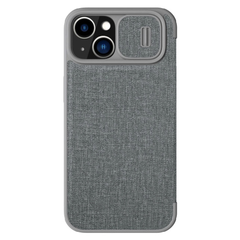 Nillkin Qin Cloth Pro Case pouzdro pro iPhone 14 Plus kryt fotoaparátu pouzdro flip cover šedé