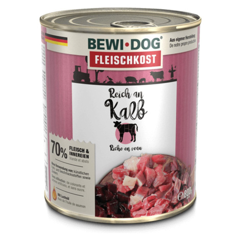 Bewi Dog – masitá strava pro psy s vysokým obsahem telecího masa 6 × 800 g Bewi-Dog