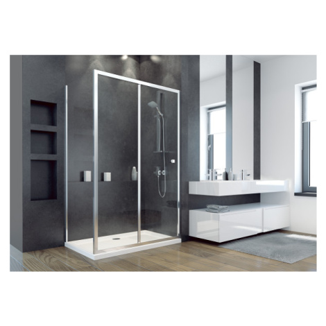 Hopa Duo Slide boční panel ke sprchovým dveřím 90 x 195 cm černá barva sklo čiré BCDUOSL90PSBC