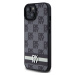 DKNY PU Leather Checkered Pattern and Stripe kryt iPhone 15 černý