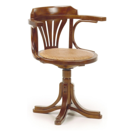 Estila Luxusní otočná ratanová židle RATTAN s područkami z masivního hnědého dřeva