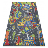 Dětský koberec REBEL ROADS Town life 97 Velké město, ulice protiskluzový - šedý