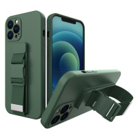 Silikonové pouzdro Sporty s popruhem na iPhone 11 Pro dark green