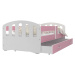 Expedo Dětská postel ŠTÍSTKO P1 COLOR + matrace + rošt ZDARMA, 160x80, bílá/růžová