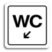 Accept Piktogram "WC vlevo dolů" (80 × 80 mm) (bílá tabulka - černý tisk)