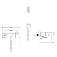 HOPA Nástěnná vanová baterie MODERN/VARIUM s příslušenstvím BABWMVSCZ