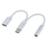 PremiumCord převodník USB-C - jack 3,5mm, M/F, 10cm, bílá + konektor USB-C pro nabíjení - ku31zv
