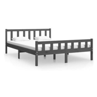 Rám postele šedý masivní dřevo 140 × 200 cm, 810681
