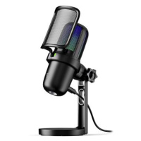 Nedia Herní mikrofon GSMIC210BK, stolní, vypínač, RGB, POP filtr, USB-A, černý