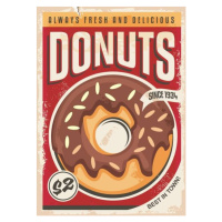 Ilustrace Donuts promotional retro poster design, lukeruk, 30 × 40 cm