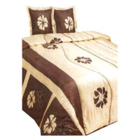 Spandex Luxusní saténový přehoz na postel 220 cm × 240 cm Karin hnědá/krém