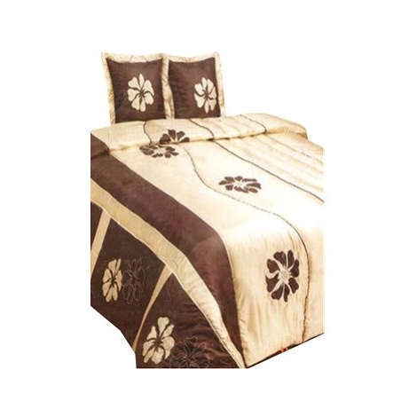 Spandex Luxusní saténový přehoz na postel 220 cm × 240 cm Karin hnědá/krém