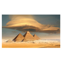 Fotografie Dramatic storm cloud above pyramids, Giza, Egypt, JimPix, (40 x 22.5 cm)