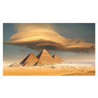 Fotografie Dramatic storm cloud above pyramids, Giza, Egypt, JimPix, 40 × 22.2 cm