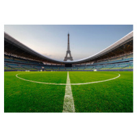 Fotografie soccer field and Eiffel tower, lupengyu, 40 × 26.7 cm