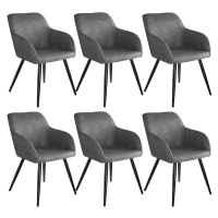 tectake 404064 6 židle marilyn stoff - šedo - černá - šedo - černá