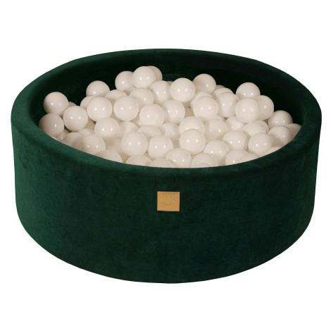 MeowBaby Suchý bazének s míčky 90x30cm s 200 míčky, tmavě zelená: bílá
