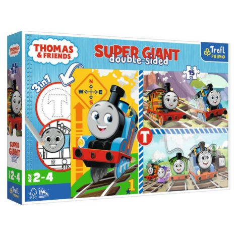 Trefl Oboustranné puzzle 24 ks SUPER MAXI 3v1 Thomas and Friends