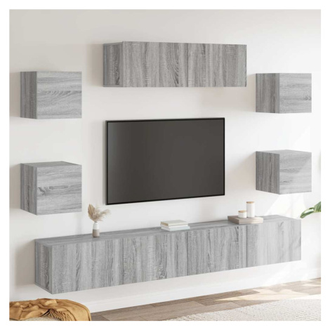 vidaXL 7dílný set TV skříněk šedý sonoma kompozitní dřevo