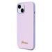 Guess PU Leather Iridescent Metal Script kryt iPhone 15 fialový