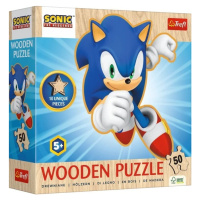 TREFL - Dřevěné obrysové puzzle Sonic: Veselý Sonic 50 dílků