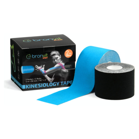 BronVit Sport Kinesio Tape set 5 cm x 6 m tejpovací páska 2 ks černá + modrá