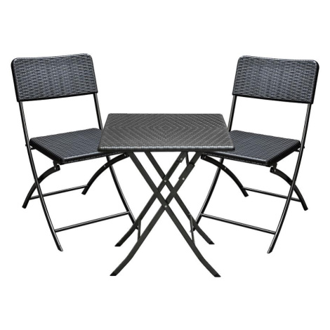 Souprava čtvercový stůl + 2 židle černá BAUMAX