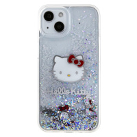 Zadní kryt Hello Kitty Liquid Glitter Electroplating Head Logo pro Apple iPhone 15, transparentn