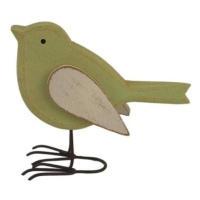 Dřevěná dekorace pták zelená 15cm