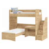 Patrová postel s psacím stolem a schůdky cody modular - dub