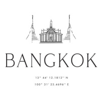 Ilustrace Bangkok coordinates with temple, Blursbyai, 26.7x40 cm