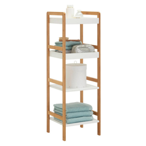 Xora REGÁL DO KOUPELNY, bambus, přírodní barvy, bílá